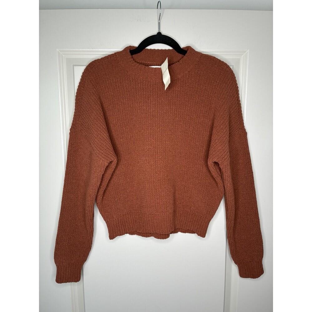 Abercrombie NWT Orange Chenille Chunky Knit Soft Crewneck Sweater Size XS